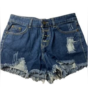 Cute and Trendy Summer Style Women's Denim Distressed Blue Shorts